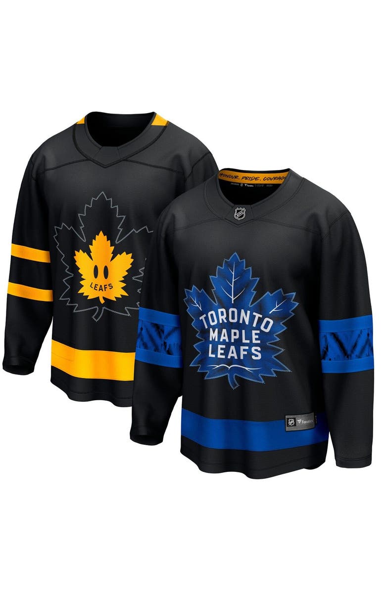 FANATICS Men's Fanatics Branded Black Toronto Maple Leafs Alternate Premier Breakaway Reversible Blank Jersey, Main, color, 