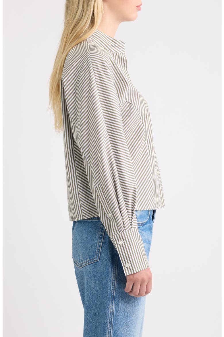 Dustin Striped Cotton Poplin Shirt, Alternate, color, OLIVE STRIPE