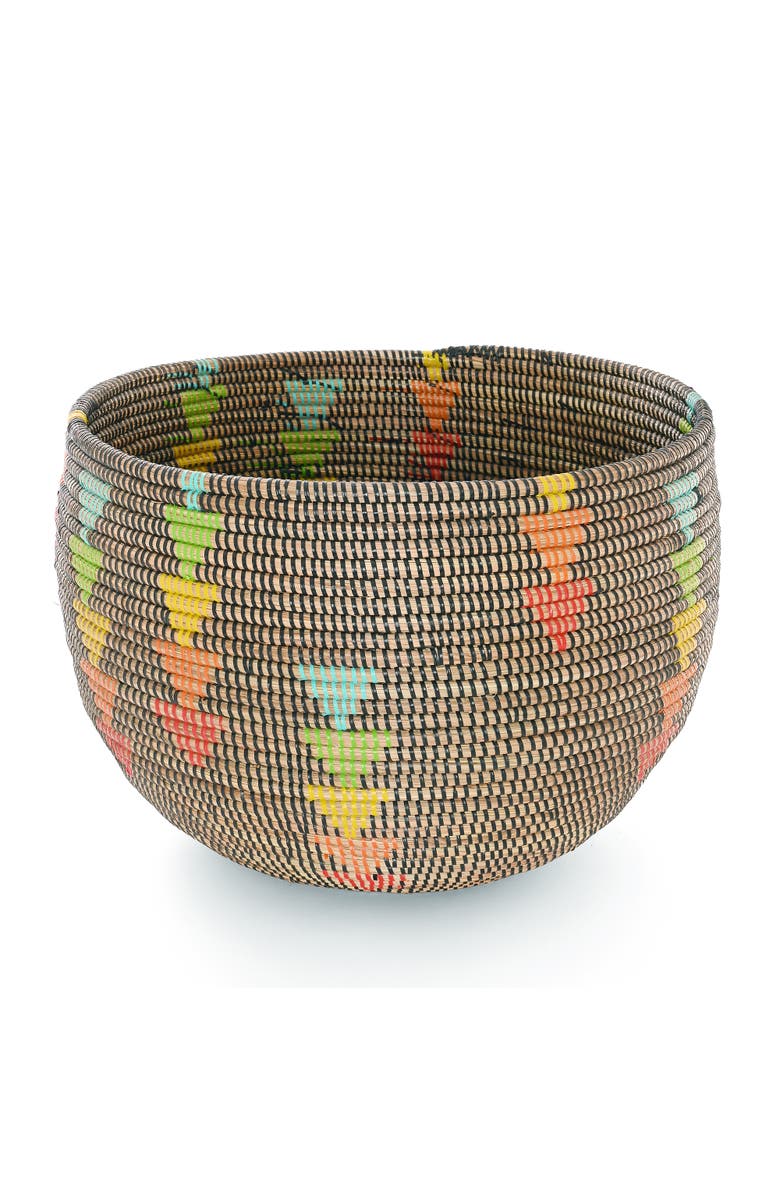 African Modern Prism Triangles Deep Storage Bowl Basket, Alternate, color, Black And Natural