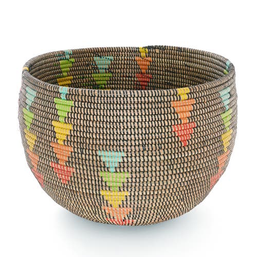 African Modern Prism Triangles Deep Storage Bowl Basket In Multi