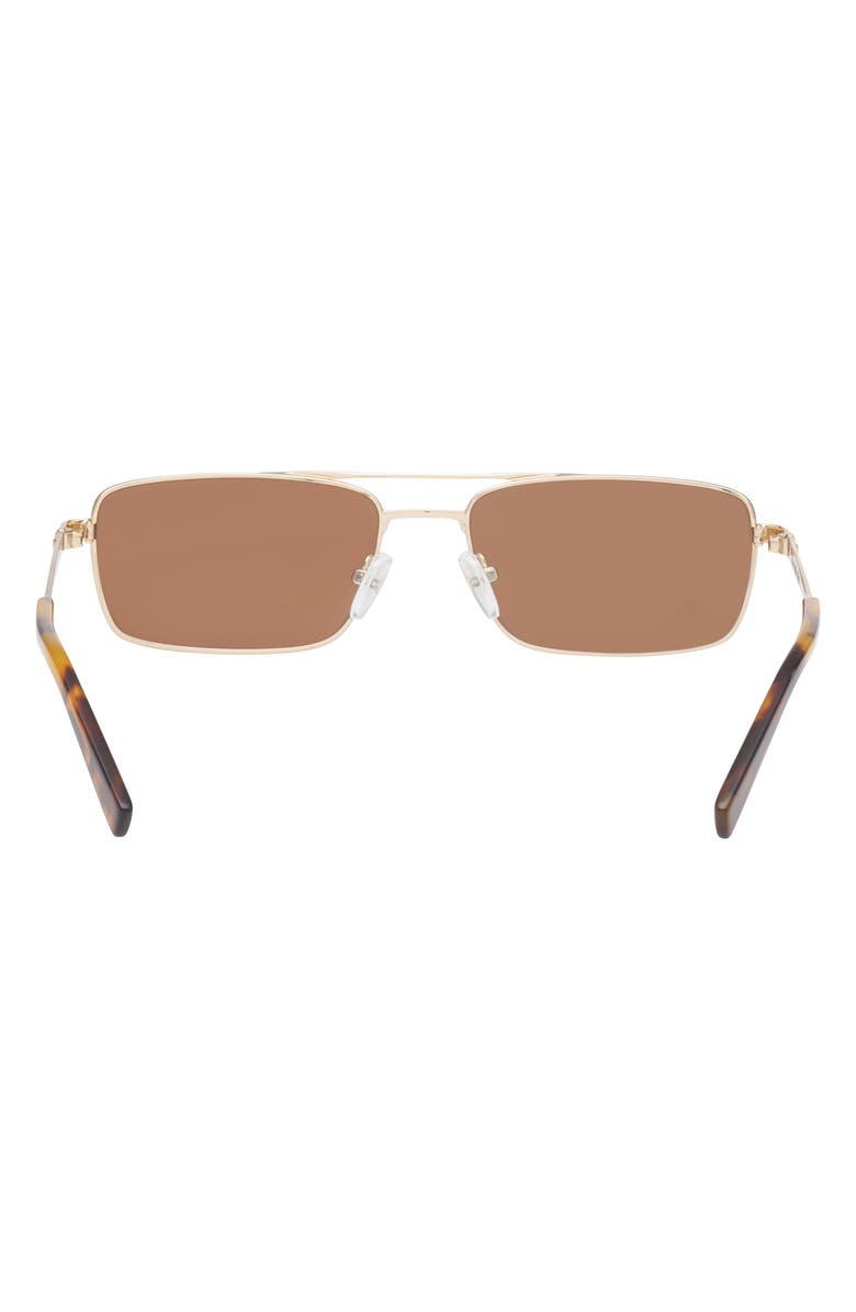 ABERCROMBIE & FITCH 57mm Square Sunglasses, Alternate, color, Gold / Solid Dark Brown Lens