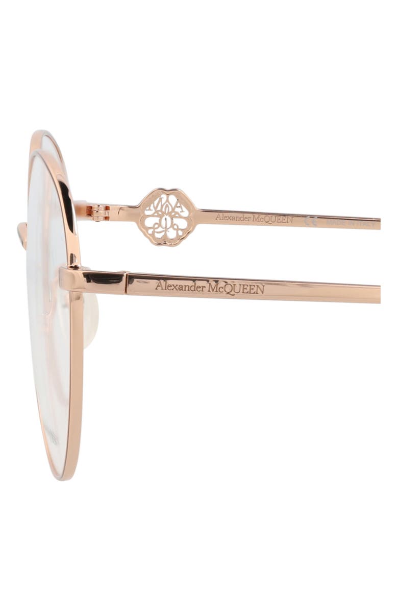 McQueen 55mm Round Optical Glasses, Alternate, color, Gold Gold Transparent