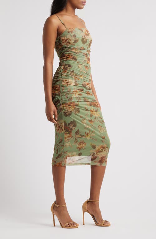 Lulus Valerie Floral Mesh Midi Dress In Sage Multi