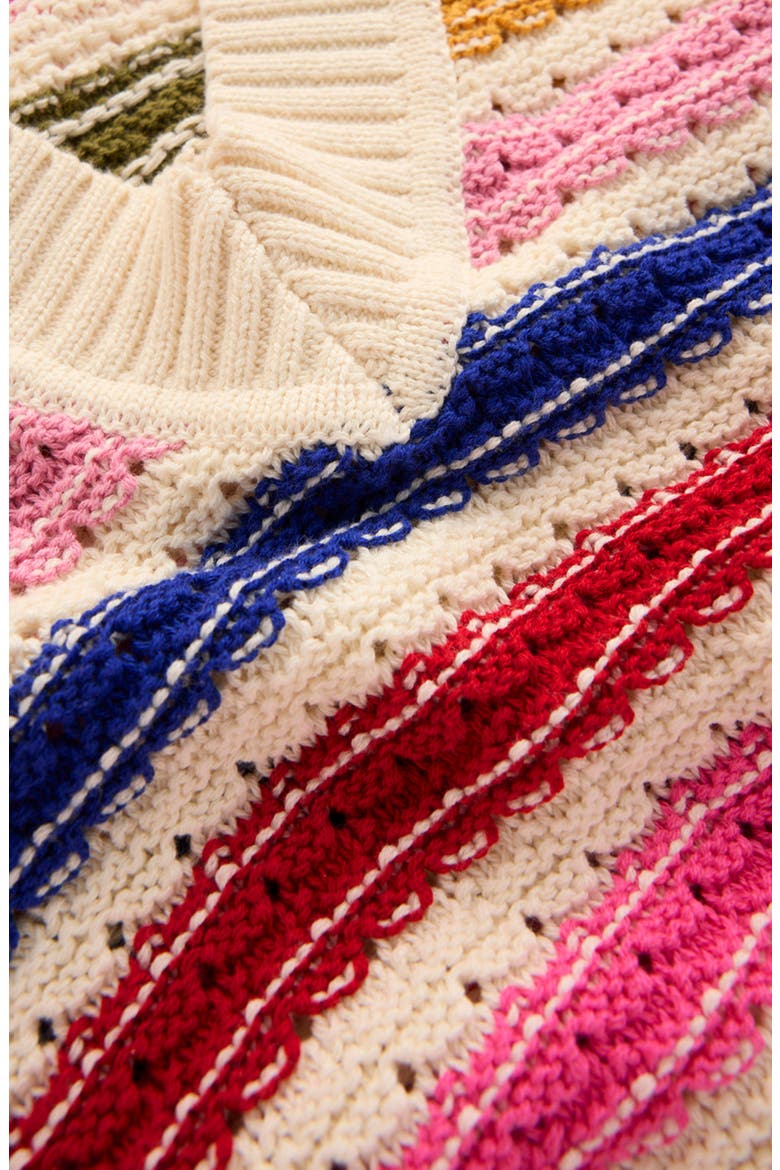 Maeve Stripe Pointelle Detail Cotton Sweater, Alternate, color, MULTI STRIPE