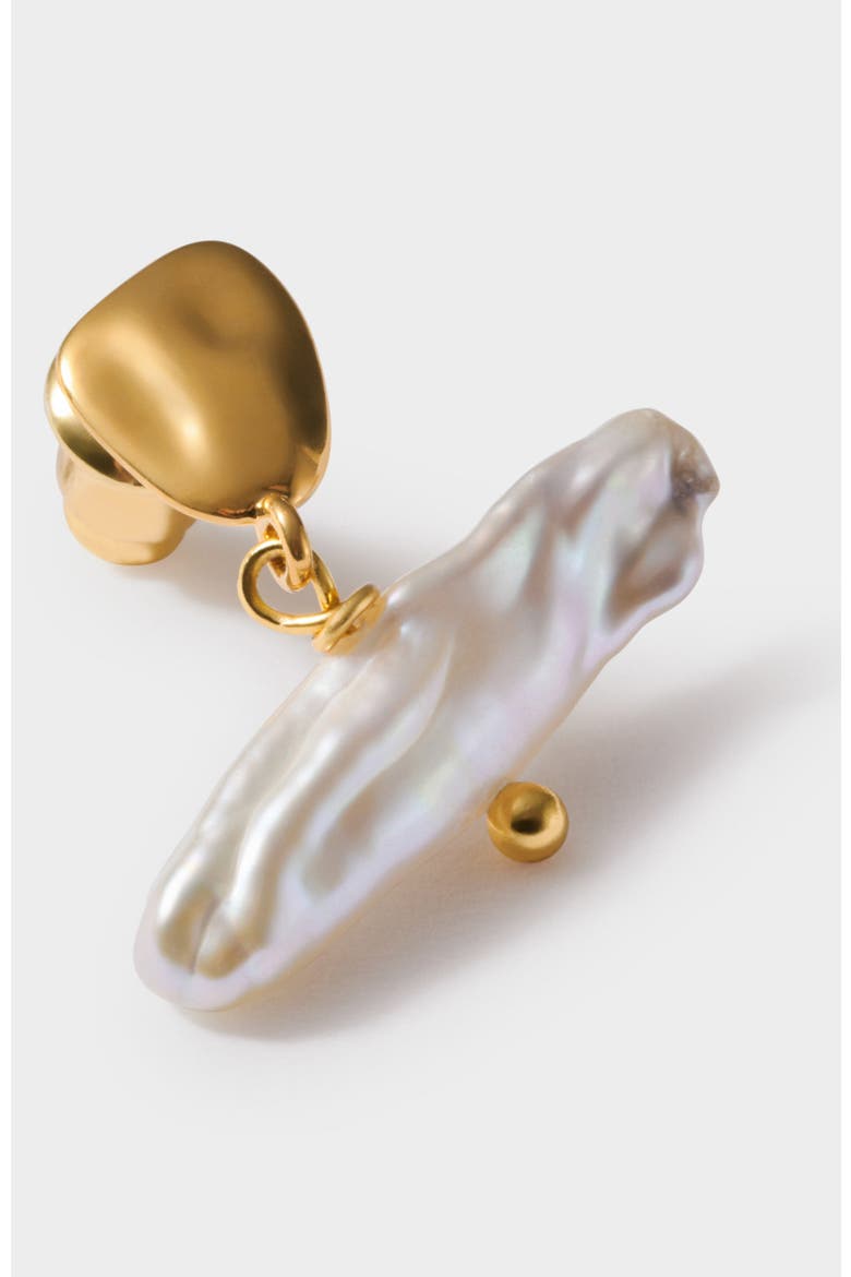 Sol Pearl T-Bar Earrings, Alternate, color, Gold