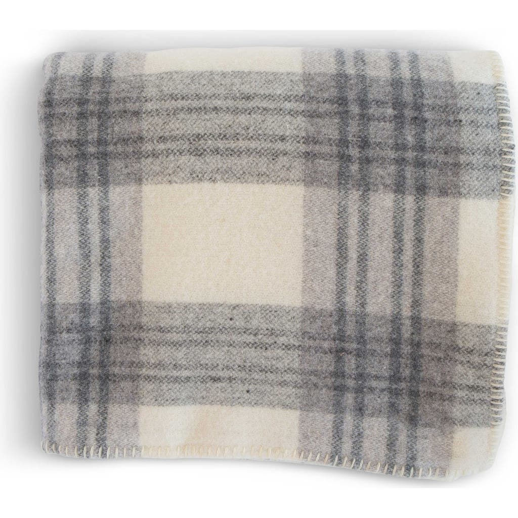 Evangeline Plaid Merino Wool Blankets In Neutral