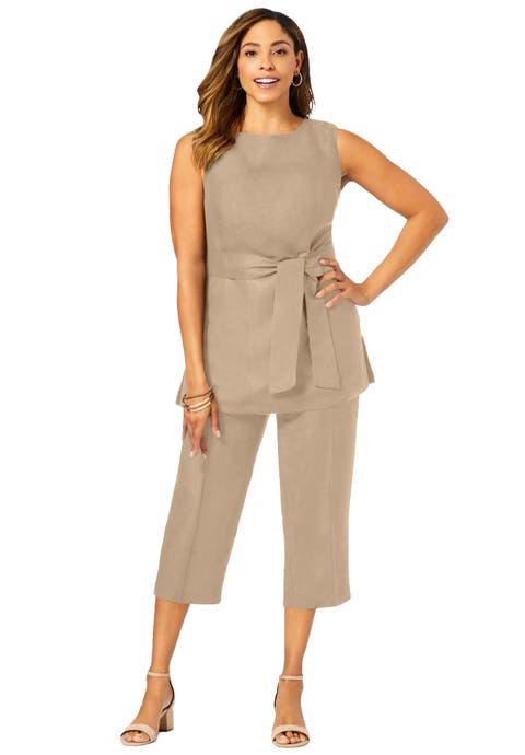 2-Piece Linen Capri Set (Plus)