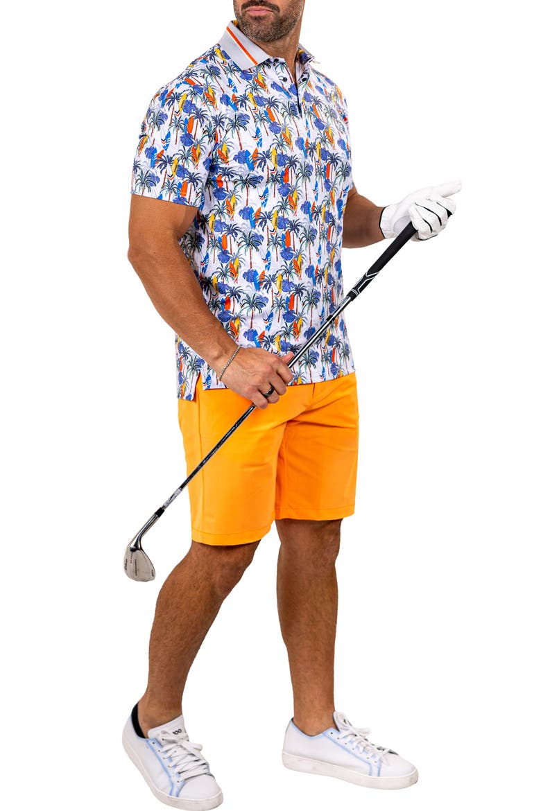 Marthyr0024 White Surfboard Print Golf Polo, Alternate, color, WHITE