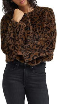 Lee Leopard Print Faux Fur Cropped Jacket