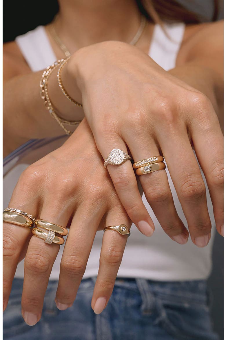 Bezel Diamonds 14k Gold Diamond Signet Ring, Alternate, color, 14K YELLOW GOLD