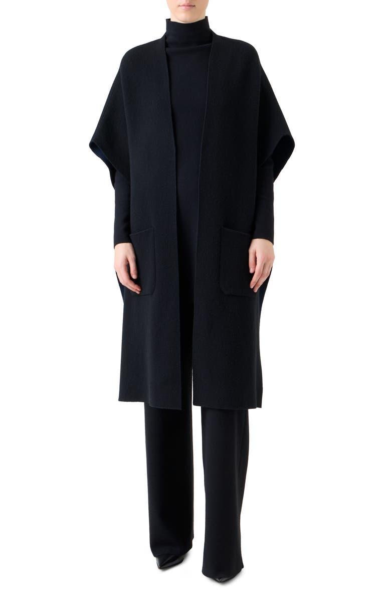 Akris Reversible Double Face Cashmere Cape, Main, color, Black-Denim