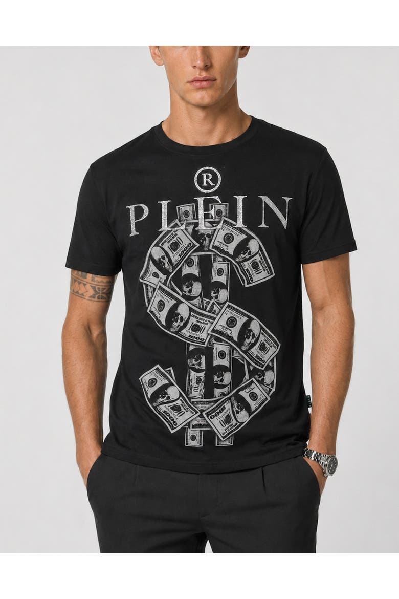 Jersey T-Shirt Plein Dollar Men, Main, color, black