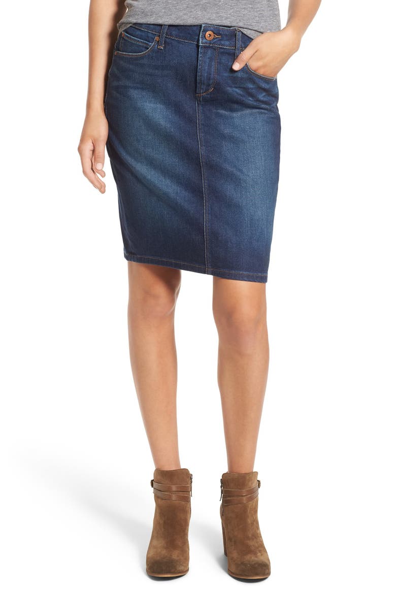 'Penny' Denim Pencil Skirt, Main, color, DEL RAY