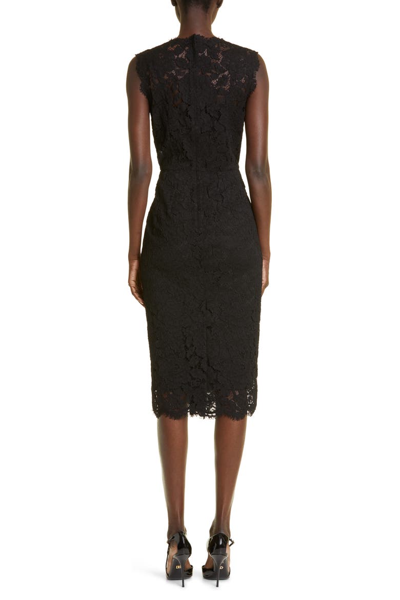 Sleeveless Semisheer Lace Midi Dress, Alternate, color, BLACK