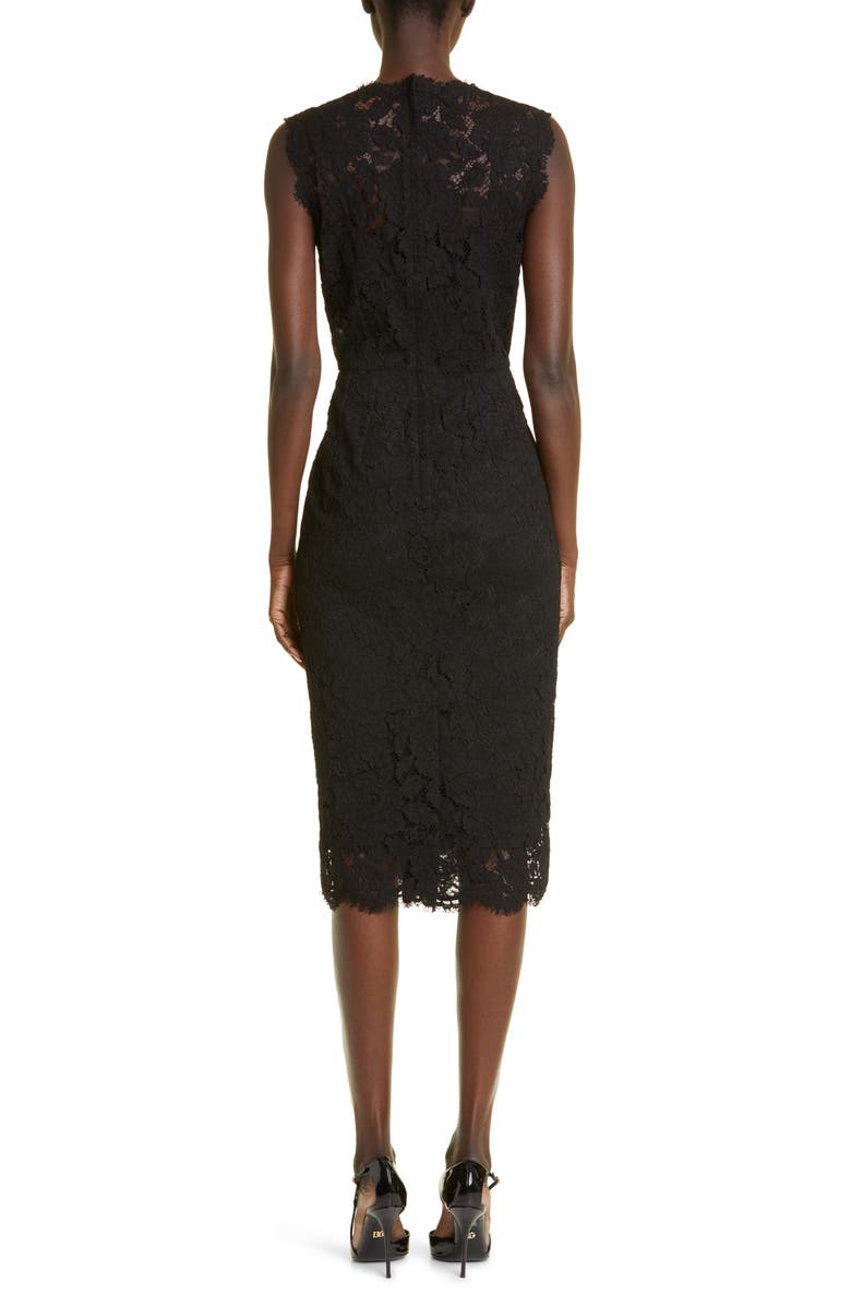 Dolce&Gabbana Sleeveless Semisheer Lace Midi Dress, Alternate, color, Black