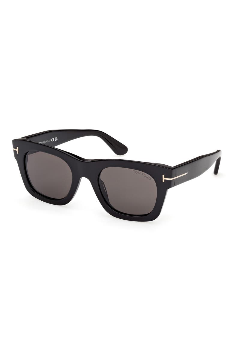 Emma 51mm Square Sunglasses, Main, color, SHINY BLACK / SMOKE LENS
