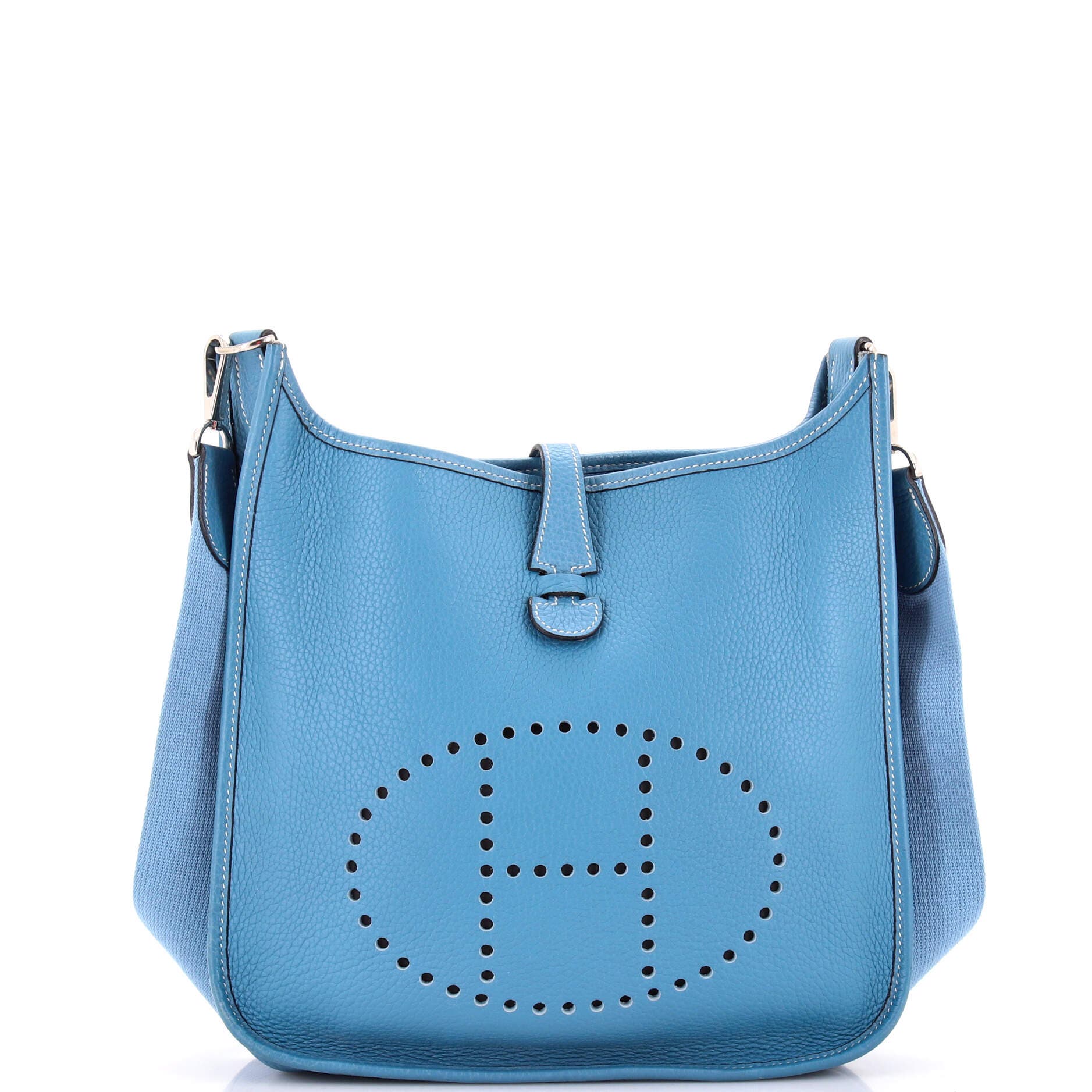 Pre-Owned Hermes Evelyne Bag Gen I Clemence PM, Main, color, Blue Jean
