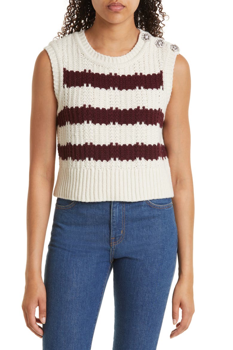 Soju Stripe Sleeveless Sweater, Main, color, ECRU