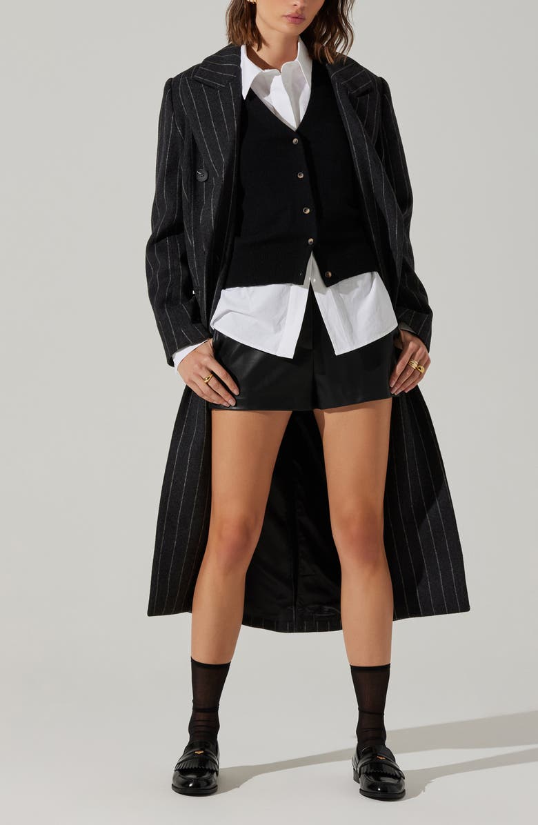 ASTR the Label Morana Pinstripe Double Breasted Coat, Alternate, color, 