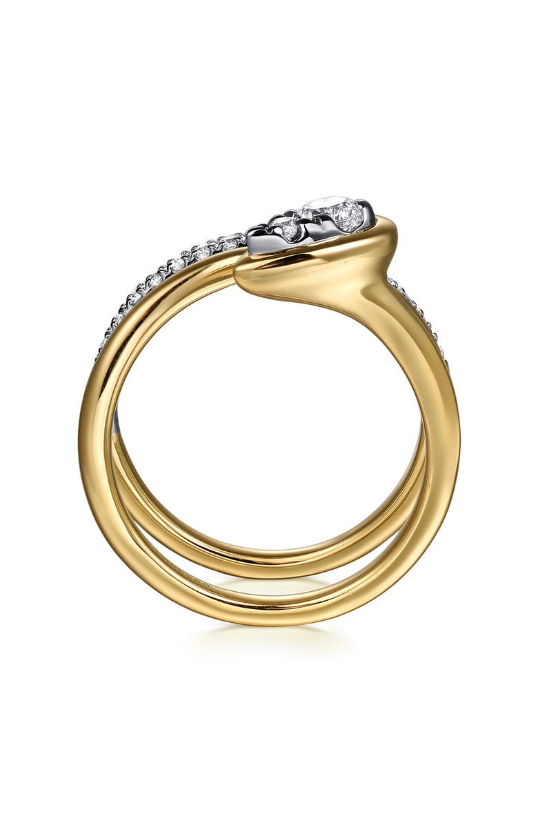Gabriel & Co. Two-Tone 14K Gold Diamond Wide Band Wrap Ring, Alternate, color, Two Tone