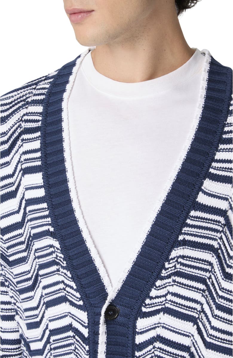 Missoni Cotton-blend Cardigan With Greek Motif, Alternate, color, White & Blue