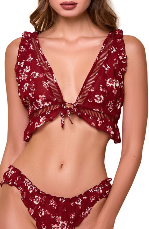 Printed Chiffon Bralette Set