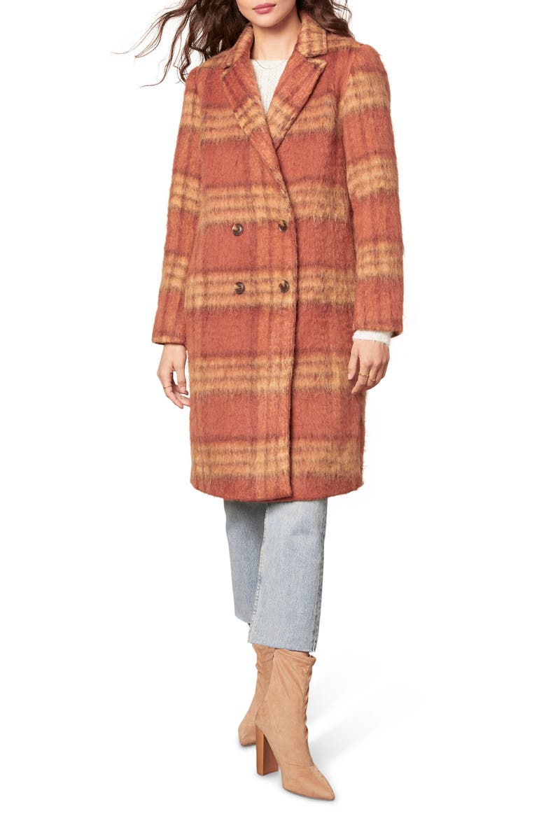 cupcakes and cashmere Vera Double Breasted Plaid Coat, Alternate, color,