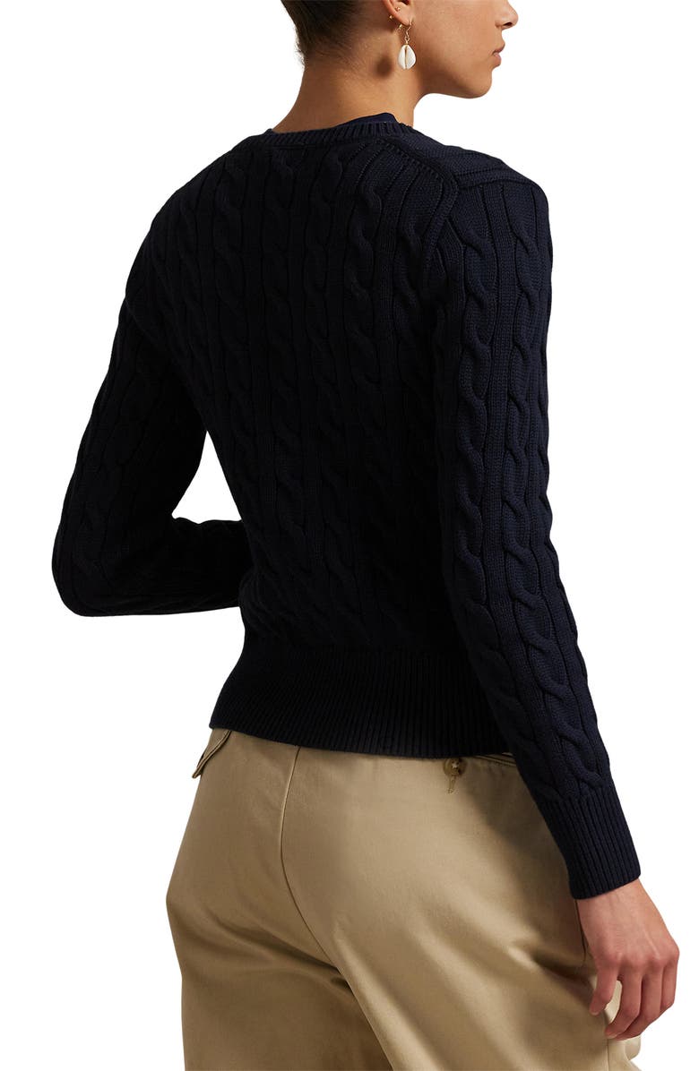 Polo Ralph Lauren Cable Knit Cotton Cardigan, Alternate, color, Hunter Navy