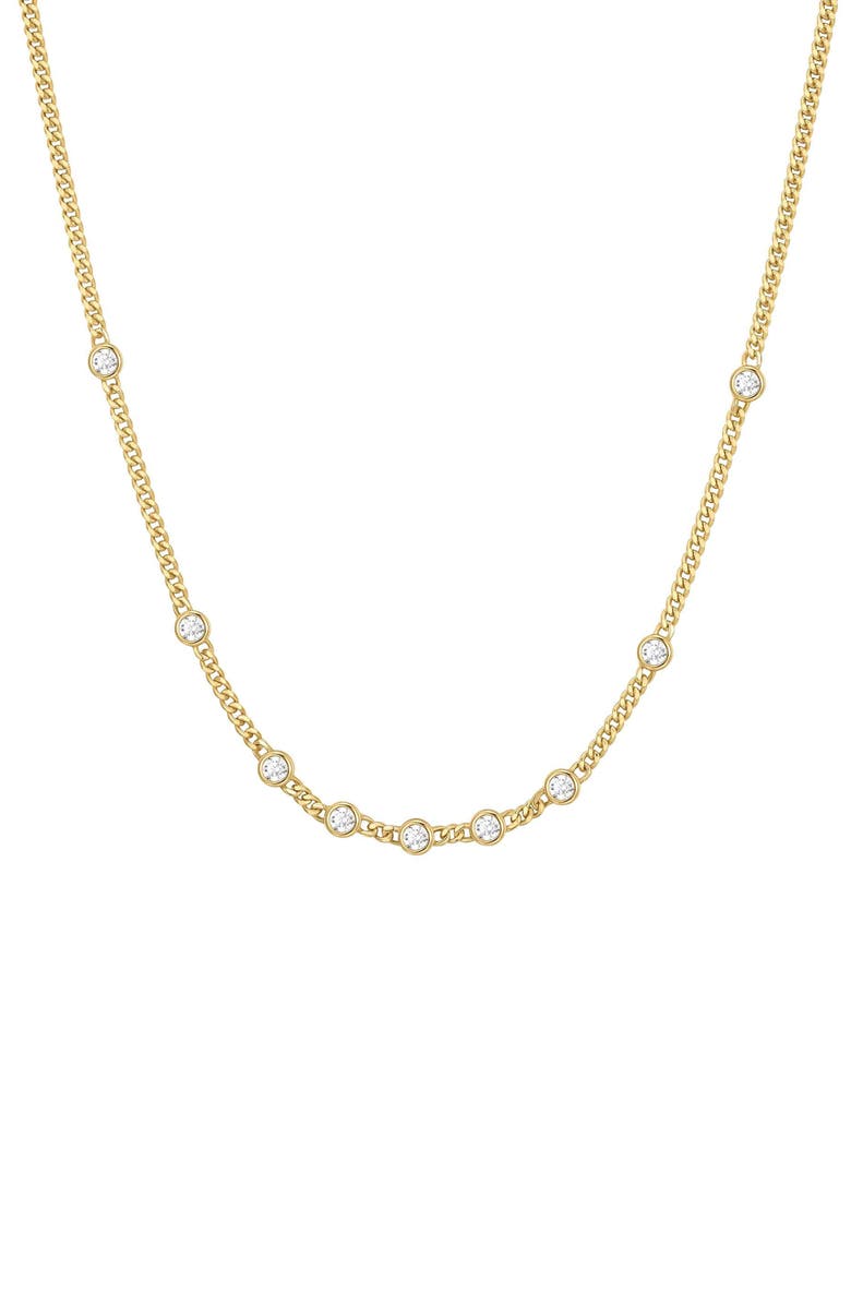 ANIA HAIE Bezel Cubic Zirconia Station Necklace, Main, color, Shiny Gold
