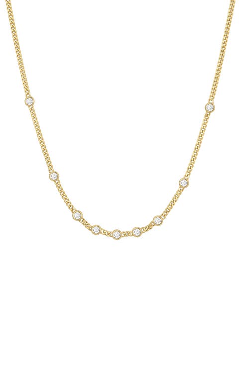 Bezel Cubic Zirconia Station Necklace