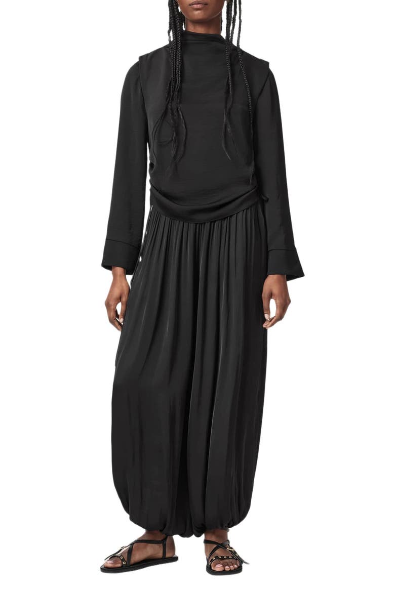 Leslie Cowl Neck Long Sleeve Top, Alternate, color, BLACK