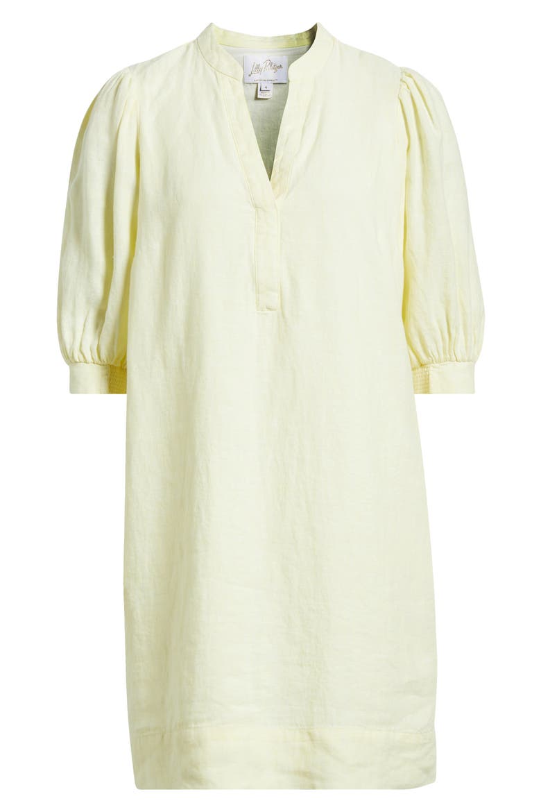 Mialeigh Limoncello Linen Popover Dress, Alternate, color, LIMONCELLO X RESORT WHITE