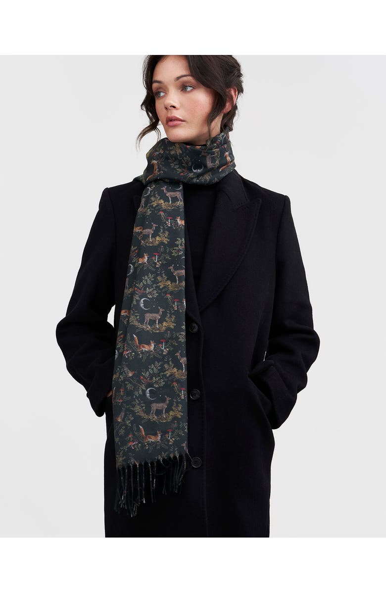 Fable England Into the Woods Green Tassel Scarf, Alternate, color, Woodland Green