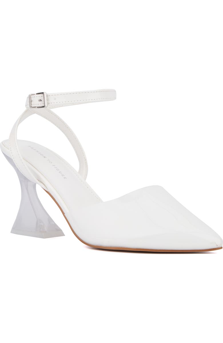 Fashion to Figure Jacki Ankle Strap Pump - Wide Width, Main, color, White