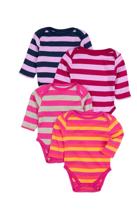 4-Pack Striped Cotton Long Sleeve Bodysuits