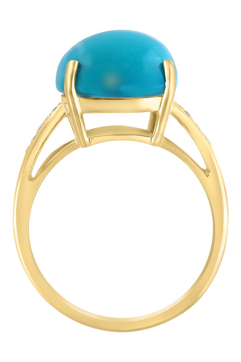 14K Yellow Gold Diamond Turquoise Ring - 0.04 ctw., Alternate, color, BLUE