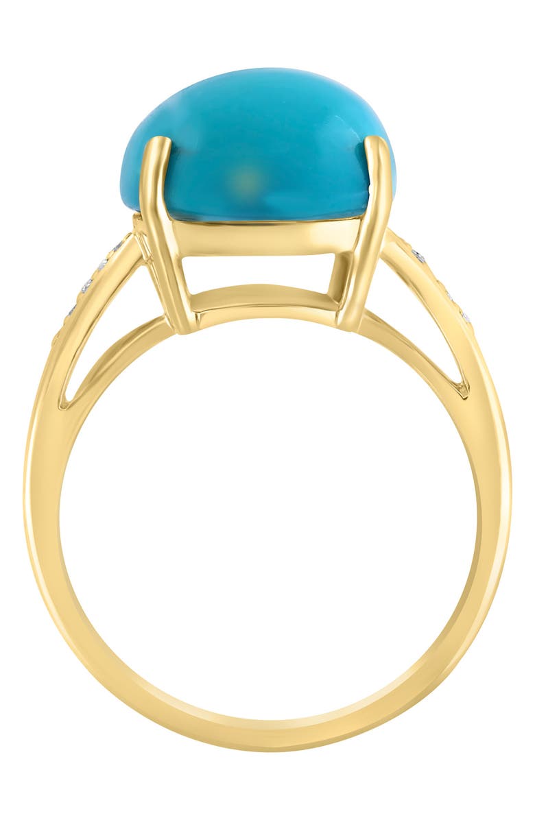 EFFY 14K Yellow Gold Diamond Turquoise Ring - 0.04 ctw., Alternate, color, Blue