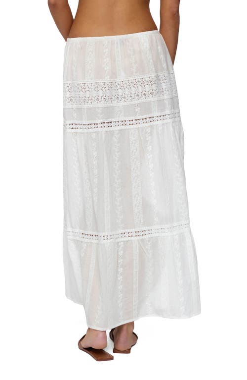 Edikted Embroidered Cotton Lace Slitted Maxi Skirt