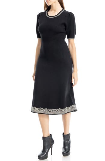Max Studio Crewneck Sweater Dress In Black