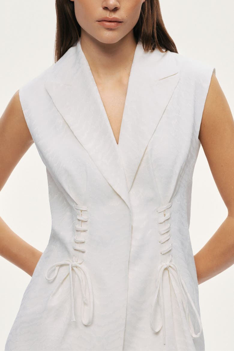 Lace-Up Waist Tailored Vest, Alternate, color, Ivory