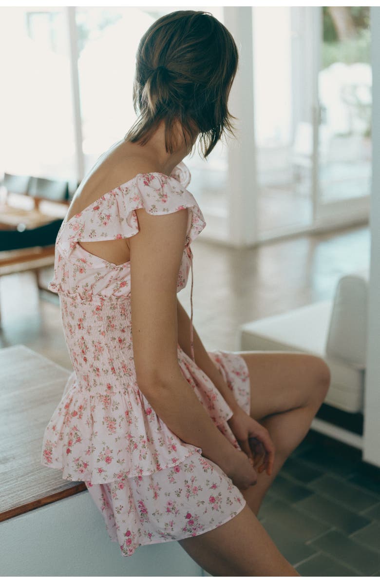 H&M Smocked-waist Dress, Alternate, color, Light Pink/Floral