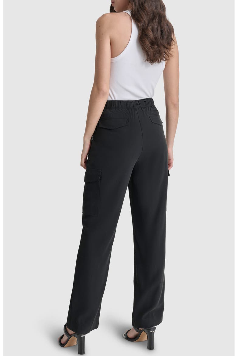 Carrot Drawstring Cargo Pants, Alternate, color, BLACK