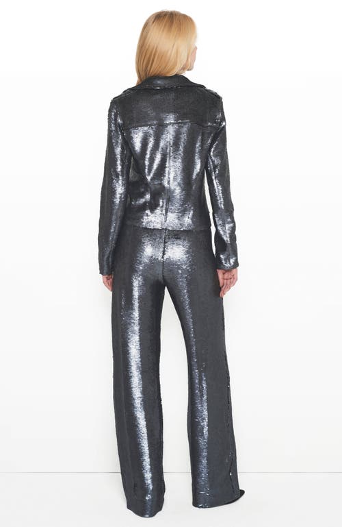 As By Df Lullaby Sequin Moto Jacket In Gunmetal Sequin