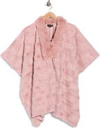 Nanette Lepore Faux Fur Trim Knit Poncho