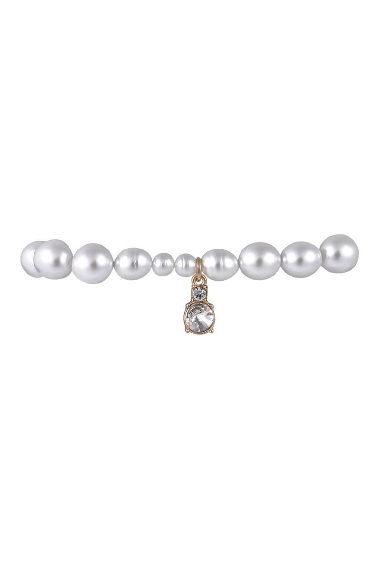 3-Piece Faux Pearl & Crystal Stretch Bracelet Set, Main, color, WHITE-GOLD