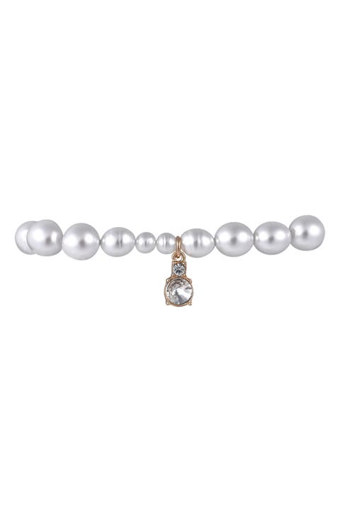 3-Piece Faux Pearl & Crystal Stretch Bracelet Set