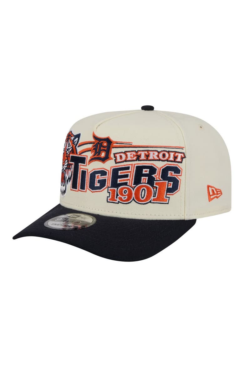 Men's New Era  Cream/Navy Detroit Tigers Classic A-Frame 9FIFTY Snapback Hat, Alternate, color, Cream