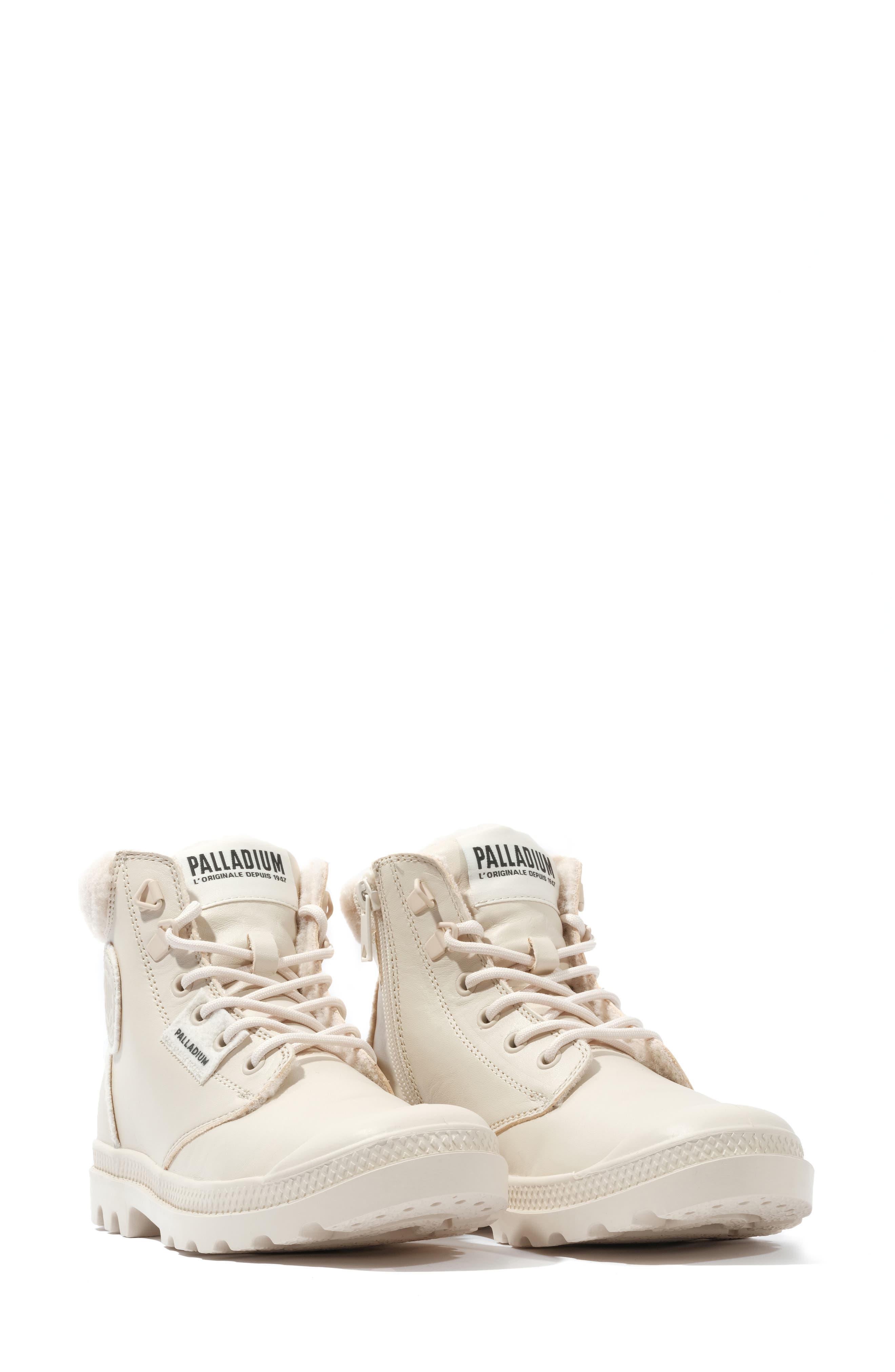 Palladium Pampa Hi Faux Fur Lined Boot, Alternate, color, Almond Milk