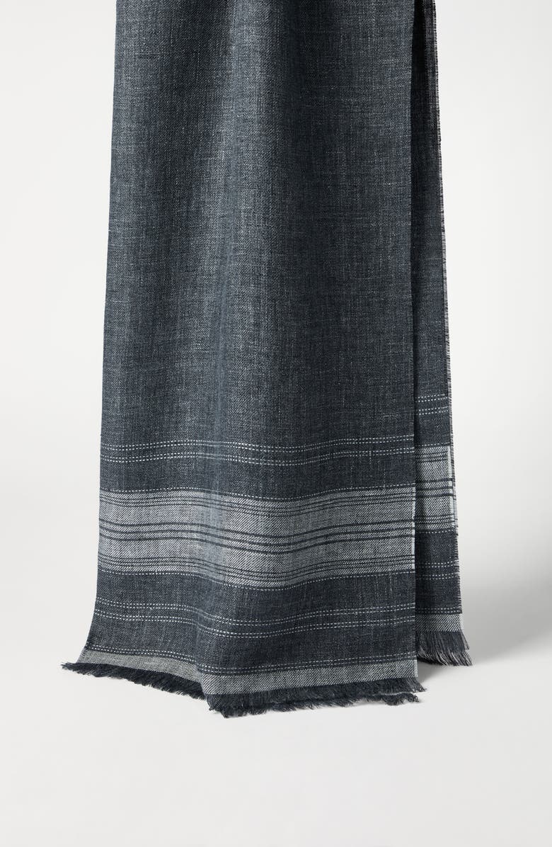 Brunello Cucinelli Linen scarf, Alternate, color, Anthracite