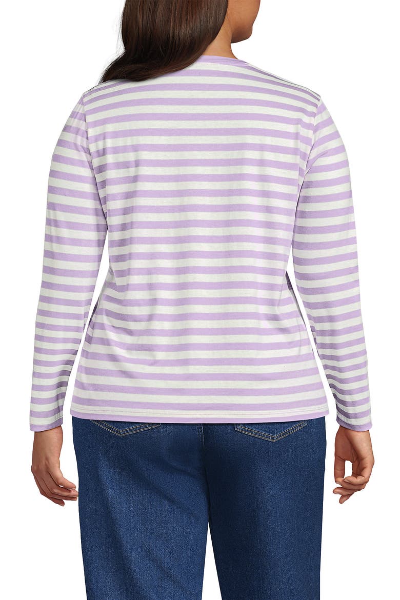 Supima Cotton Long Sleeve V-Neck T-Shirt, Alternate, color, Whisper Lilac Even Stripe